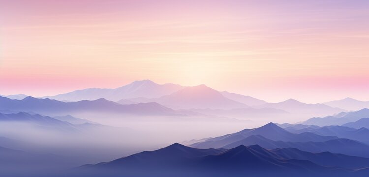 an image of a mountain range at dawn with a linear gradient from soft lavender to morning pink.