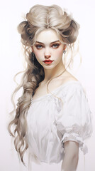 Fototapeta premium beauty young european girl with white background z