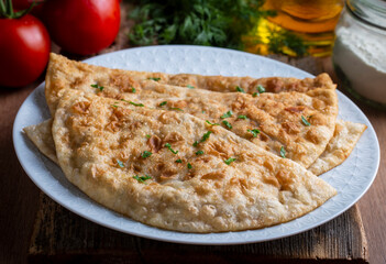 Traditional fried D pastry from Turkish cuisine. Turkish name; D borek or Ci borek