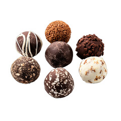 Artisan Chocolate Truffles. Isolated on a Transparent Background