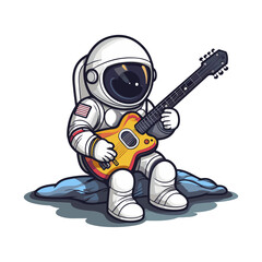 Cute astronaut with guitar vector illustration