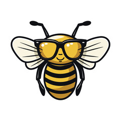 Cute bee cartoon cake vector illustration
