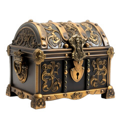 Decorative Pirate Treasure Chest. Isolated on a Transparent Background