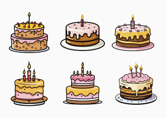 Delicious Birthday Chocolate Cake Vector Illustration
