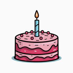 Delicious Birthday Cake Vector Illustration