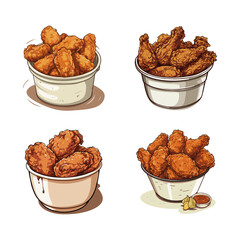 Crispy Fried Chicken Vector Collection