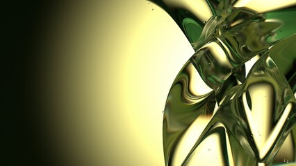 Yellow Glass Transparent Organic Refraction and Reflection Beautiful Elegant Modern 3D Rendering Abstract Background
