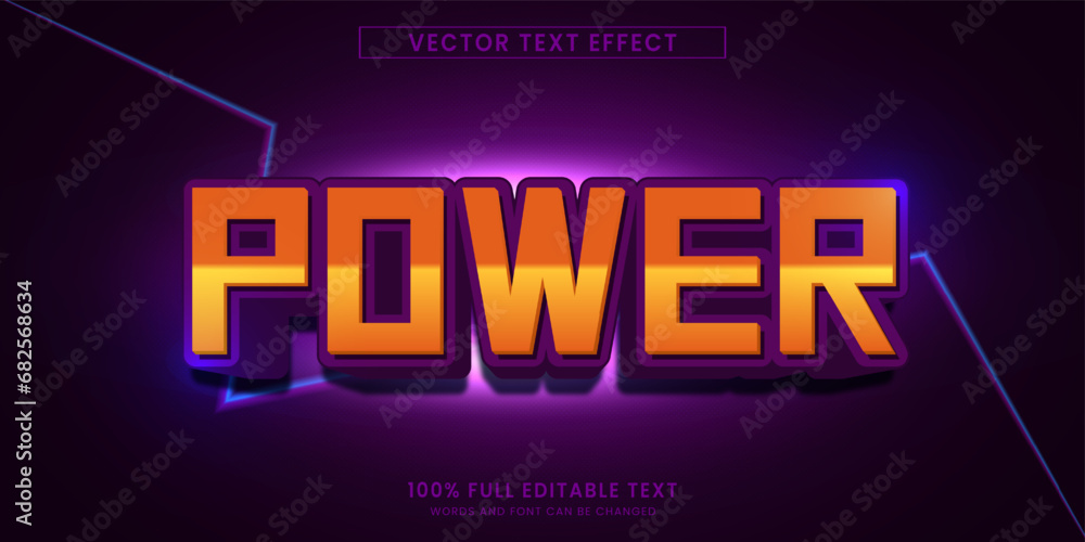 Sticker vector design editable text effect, power text style mockup concept