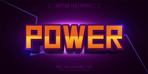 Vector design editable text effect, power text style mockup concept