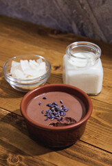 Chocolate panna cota with coconut milk, vegan chocolate pudding