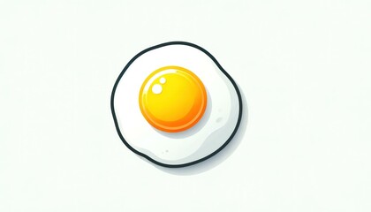 Minimalist Style Perfectly Cooked Sunny-Side Up Egg on White Background, Ideal for Healthy Breakfast or Brunch Concepts