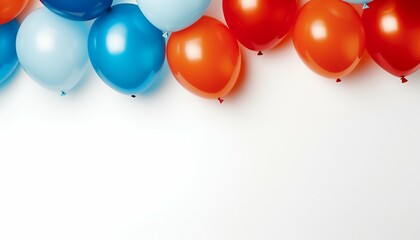 Colorful Balloons Framing Copy Space on White Background. Generative ai