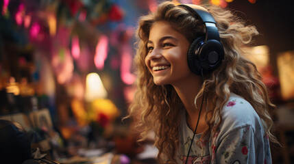 portrait of a young woman with headphones