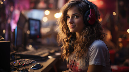 portrait of a young woman with headphones