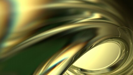 Yellow Glass Fresh Mysterious Refraction and Reflection Beautiful Elegant Modern 3D Rendering Abstract Background
