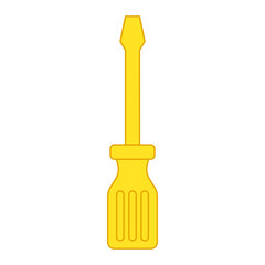 Yellow line screwdriver. Vector illustration with construction theme. Labor.
