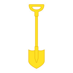 Yellow line shovel. Vector illustration with construction theme. Labor.