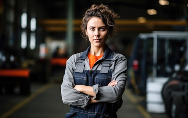 Fototapeta premium Portrait of woman factory worker