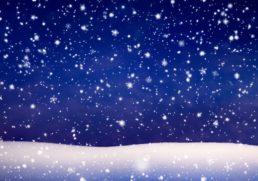 雪が舞う夜空クリスマスイメージ背景