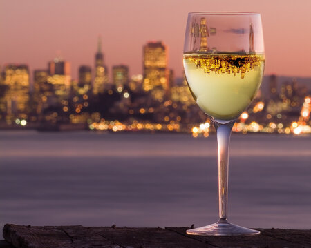 San Francisco Skyline Wine Glass with Inverted Skyline