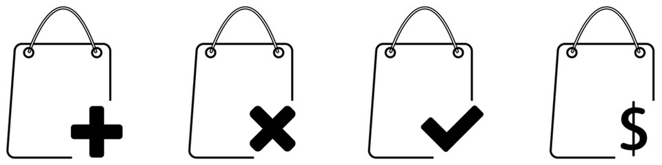 handbag for shopping. Handbag, set of shopping bag icons. Flat style vector set of fashionable shopping bags. Collection of simple vector handbags. Icons of bags. Vector illustration of a bag.