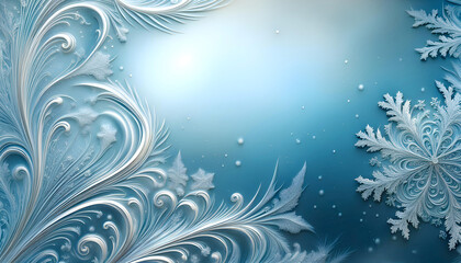Fototapeta na wymiar winter frosty patterns, pale blue winter blizzard background for design, Christmas theme,