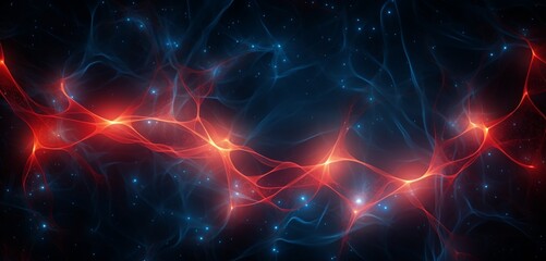 A network of glowing, electric veins on a dark background.