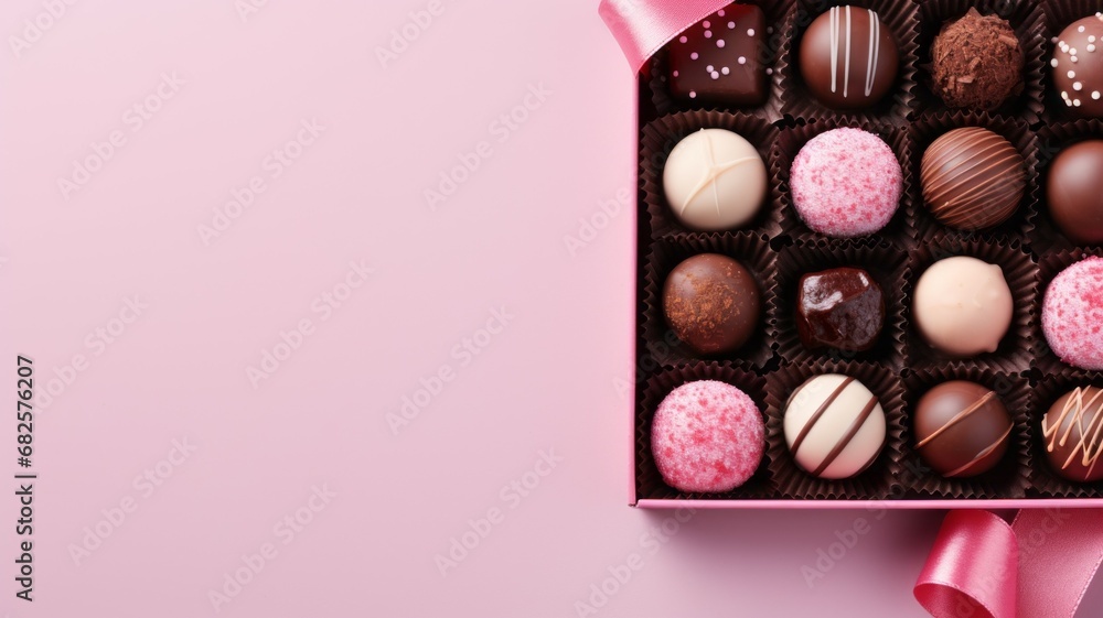 Poster luxurious chocolates. background with selective focus and copy space