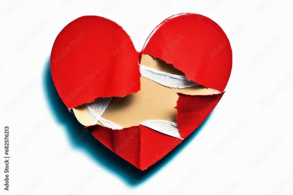 Poster torn heart. background with selective focus and copy space