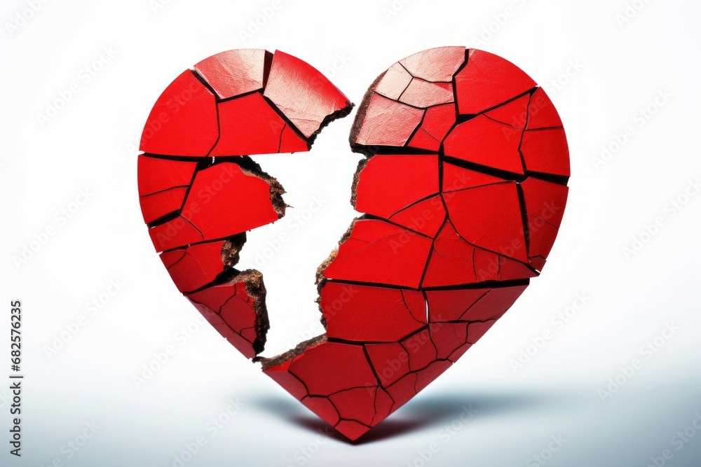 Poster abstraction on the theme of a broken heart. background with selective focus and copy space for text