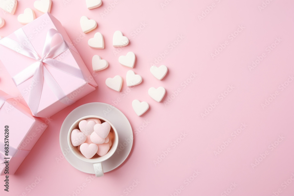Poster pills in the shape of a heart. background with selective focus and copy space