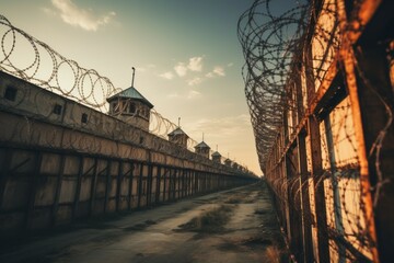 Old prison. Background with selective focus and copy space