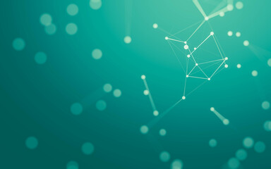 Fototapeta premium Abstract background. Molecules technology with polygonal shapes, connecting dots and lines. Connection structure. Big data visualization.