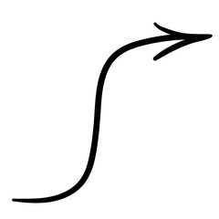 simple black arrow in vector. pointer icon in doodle style. graphics for application sites for layout and printing of texts and images