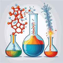 Chemical reaction. Science and chemistry icon. Vector illustration.