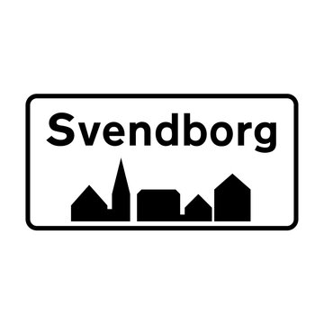 Svendborg city road sign in Denmark	