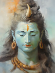 Lord Shiva Statue Painting Artwork, Generative AI - obrazy, fototapety, plakaty