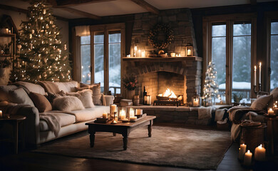 Obraz premium A cozy house with a Christmas decoration.