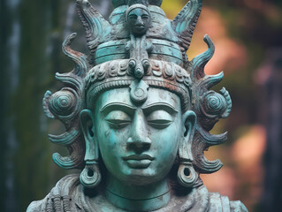 Fototapeta premium Lord Shiva Statue Painting Artwork, Generative AI