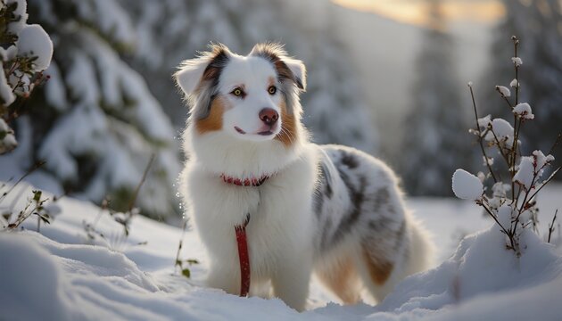 Berger australien dans la neige