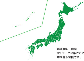 都道府県地図　日本列島　境界線