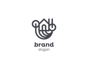 Creative modern monogram line with house logo