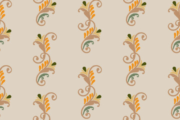 Floral embroidery Ikat. Traditional ethnic ikat, Aztec abstract vector pattern, seamless pattern in tribal, folk embroidery and Mexican style.