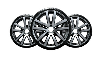 Fototapeta premium Modern car wheels display promotional over isolated transparent background