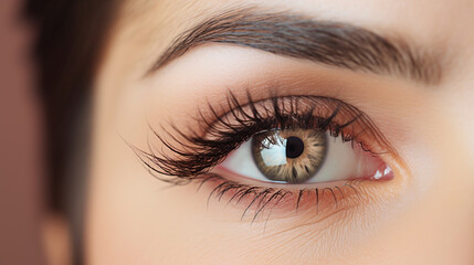 Fototapeta premium Beautiful and delicate eye makeup, eyelash extensions.