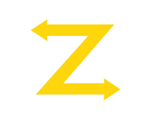 letter Z in yellow arrow sign