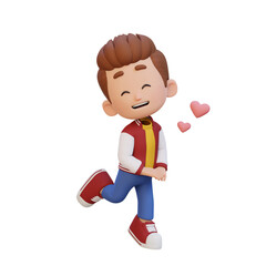 3D cute kid character in love