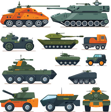 Set of military vehicle vector