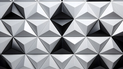 Luxury triangle abstract black and white semi-gloss metal background. dark 3d geometric illustration