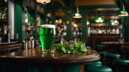Fototapeta na wymiar A Pint of Festive Froth: Celebrating in Green